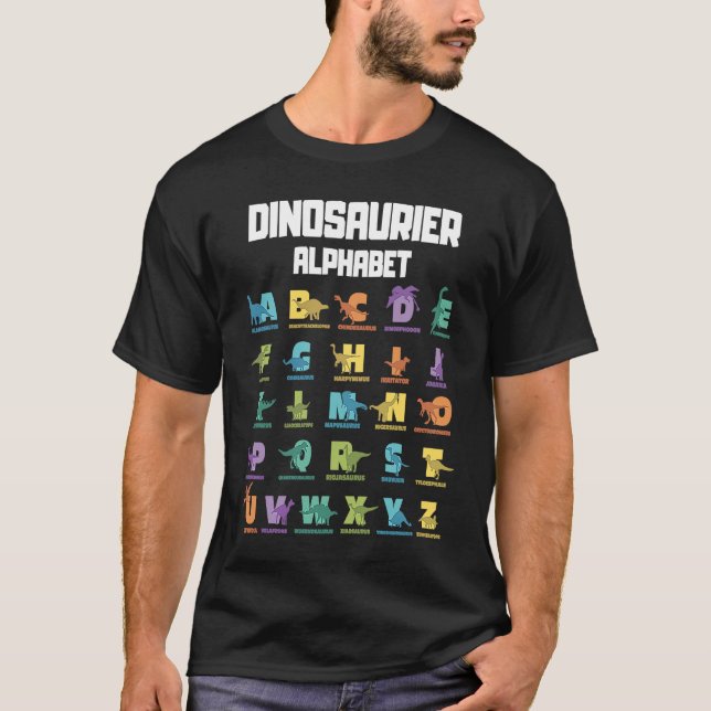 Camiseta Dinosaur Alphabet ABC Tyrannosaurus T  Rex Dino Ch (Frente)