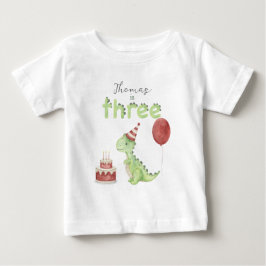 Camiseta Dinosaur aquarela 3º aniversário