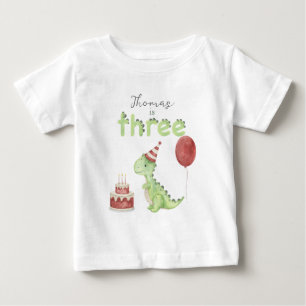 Camiseta Dinosaur aquarela 3º aniversário