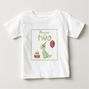 Camiseta Dinosaur aquarela aniversário de 2 anos
