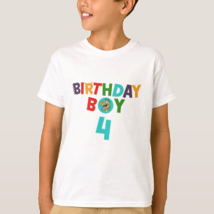Camiseta Dinosaur Birthday Boy Camisa com Nome P