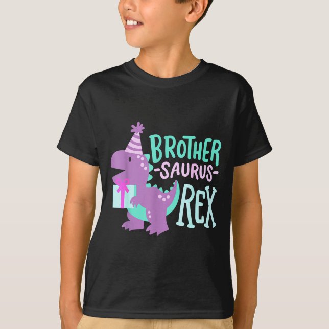 Camiseta Dinosaur Birthday Brother Saurus T Rex Family Matc (Frente)