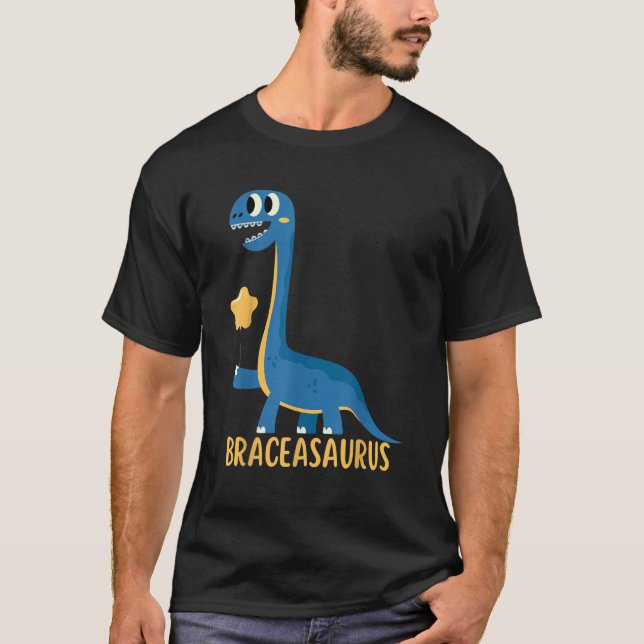 Camiseta Dinosaur  Braces BRACEASAURUS Orthodontist (Frente)