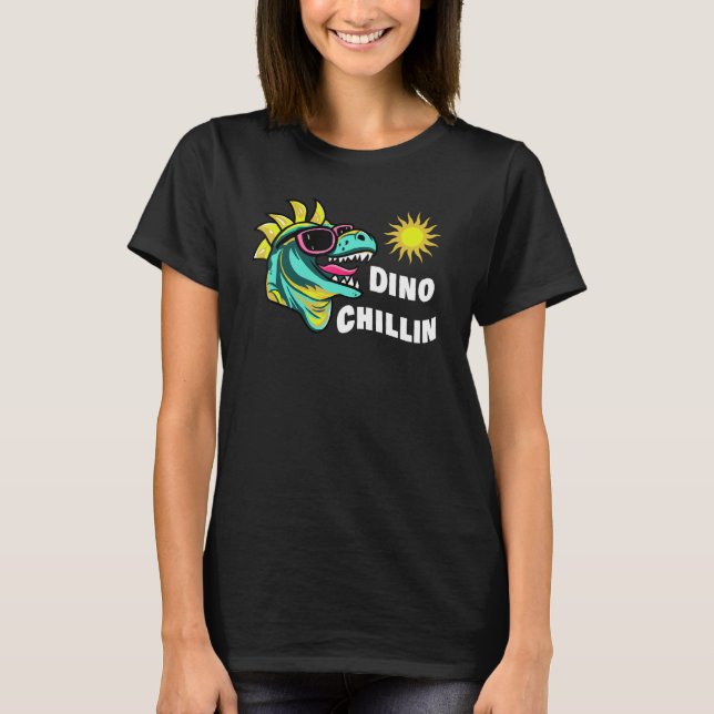Camiseta Dinosaur Enjoying The Sunshine In Sunglasses Fun R (Frente)