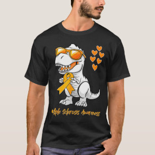 Camiseta Dinosaur Fita Laranja Apoia Esclerose Múltipla