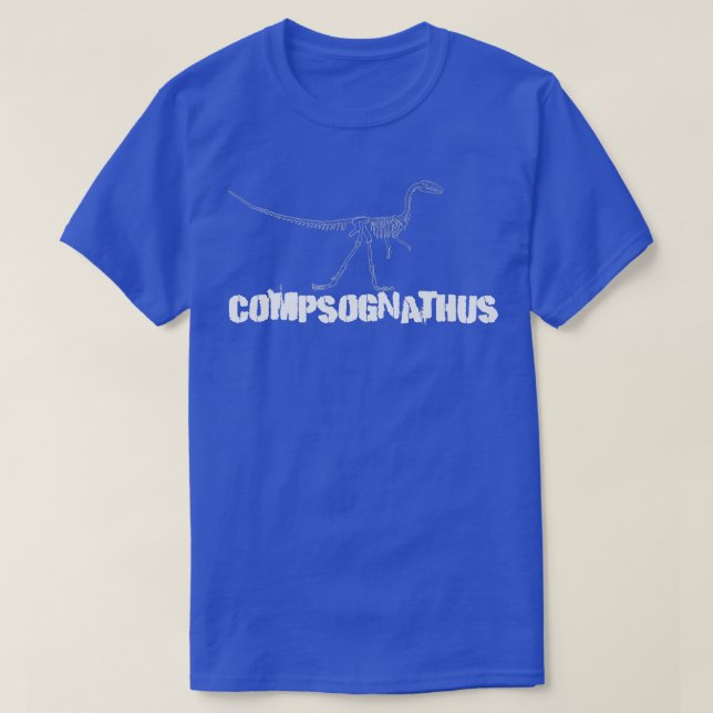 Camiseta Dinosaur Fossil skeleton Compsognathus  (Frente do Design)