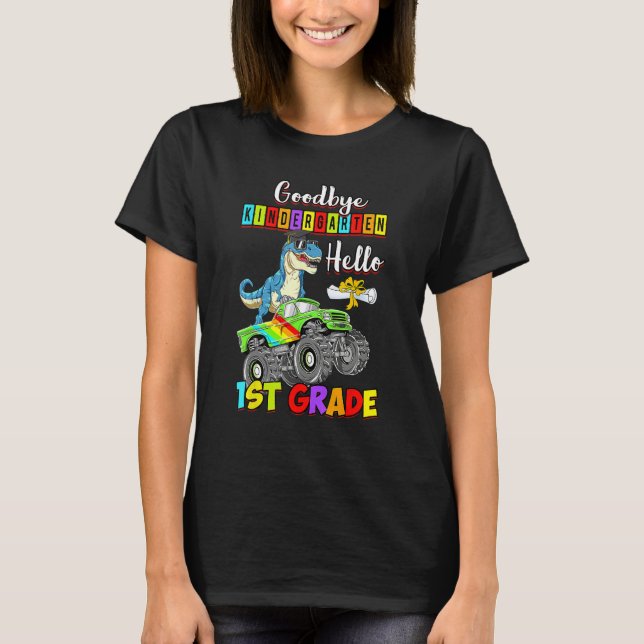 Camiseta Dinosaur Goodbye Kindergarten Back To School Hello (Frente)