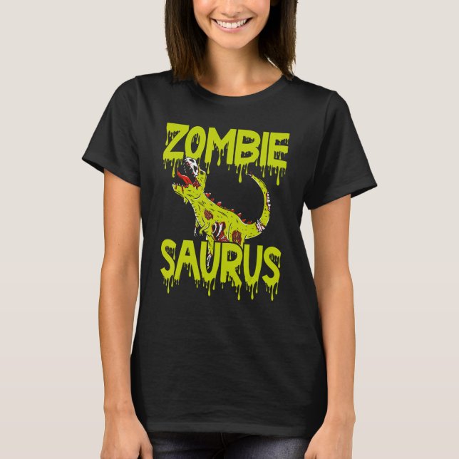 Camiseta Dinosaur Halloween Costume Dino Halloween Zombie D (Frente)