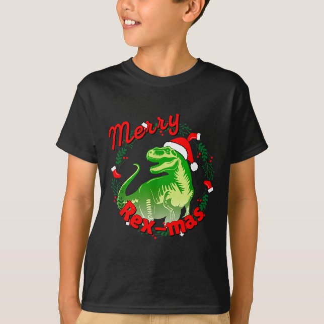 Camiseta Dinosaur Holiday Merry Christmas Juric Tyrannosaur (Frente)