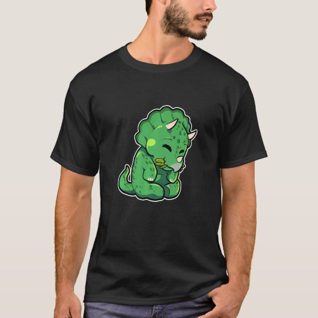 Camiseta Dinosaur Lover Cute Triceratops Premium (Frente)