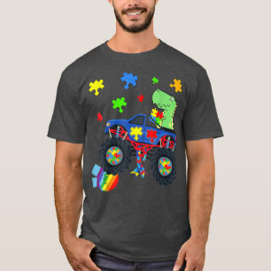 Camiseta Dinosaur Monster Truck Autism Awareness Puzzle for