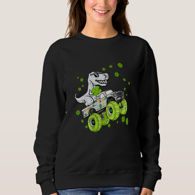 Camiseta Dinosaur Monster Truck St Patrick's Day Boys Men (Frente)