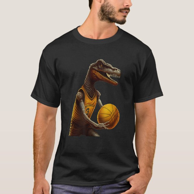 Camiseta Dinosaur playing Basketball Coach Dino Trex Rex Sp (Frente)