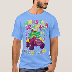 Camiseta Dinosaur Riding Monster Truck Kids Monster Trucks 