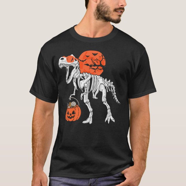 Camiseta Dinosaur Skeleton Shirt Halloween Shirts for Women (Frente)