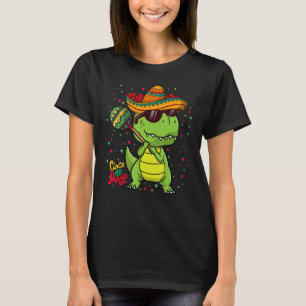 Camiseta Dinosaur Sombrero Maraca Mexicana Kids Cinco De Ma