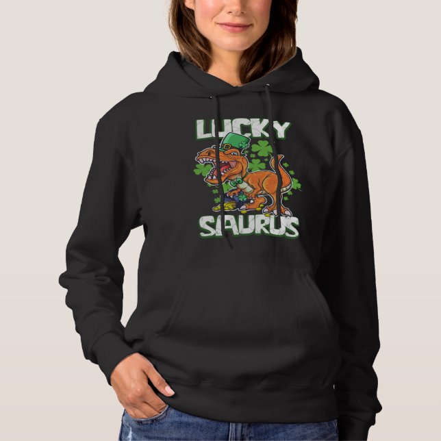Camiseta Dinosaur St Patrick's Day LUCKY SAURUS T Rex LUCKY (Frente)