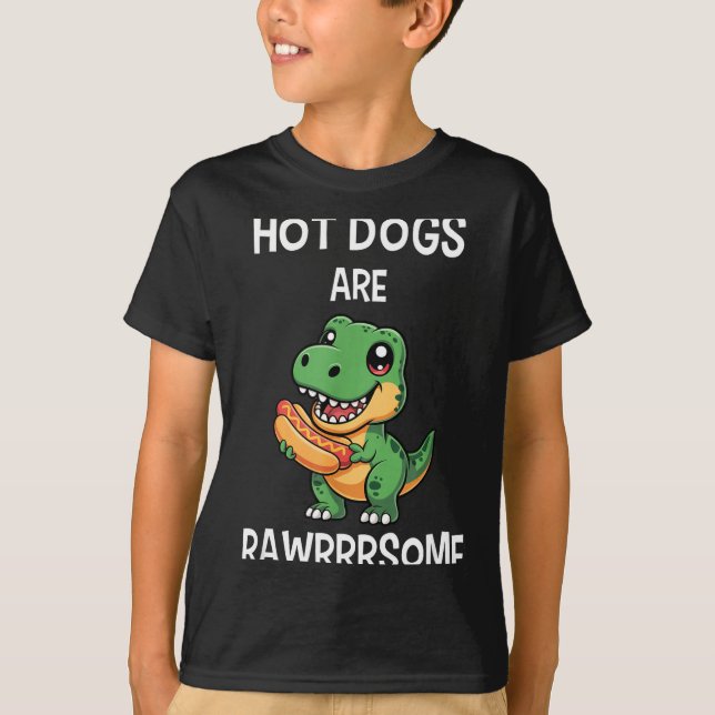 Camiseta Dinosaur T Rex Hot Dog Shirt Funny Hot Dogs Are Ra (Frente)