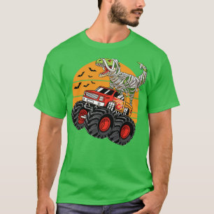 Camiseta DInosaur T Rex Mummy Riding Monster Truck Hallowee