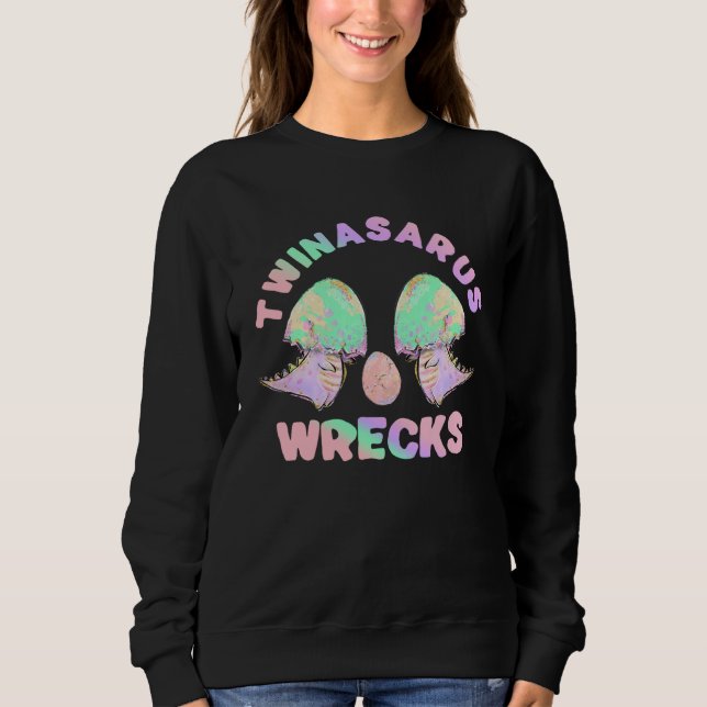 Camiseta Dinosaur Twin Sister Twinasaurus Wracks Eggs (Frente)