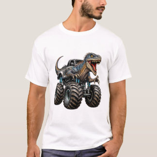 Camiseta Dinosaur Velociraptor Monster Truck