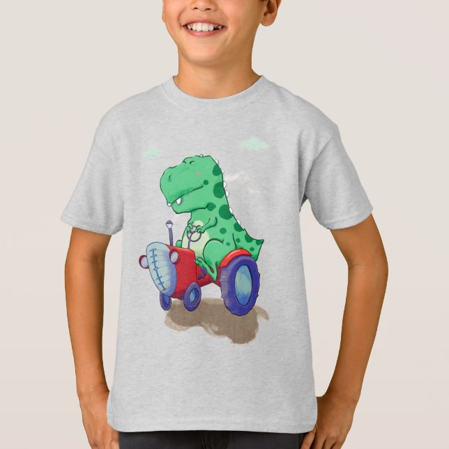 Camiseta Dinosaure sur un tracteur (Frente)