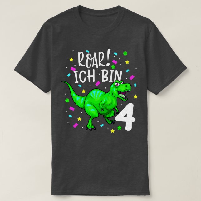 Camiseta Dinosaurier Kinder 4 Geburtstag Dino TRex Jungen (Frente do Design)