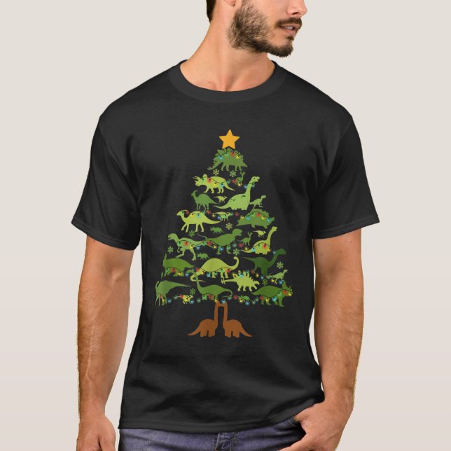 Camiseta Dinosaurs Christmas Kids Christmas Tree Funny Love (Frente)