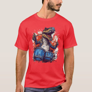 Camiseta Dinosaurs Drums Music Playing Re Dino Drummer vint