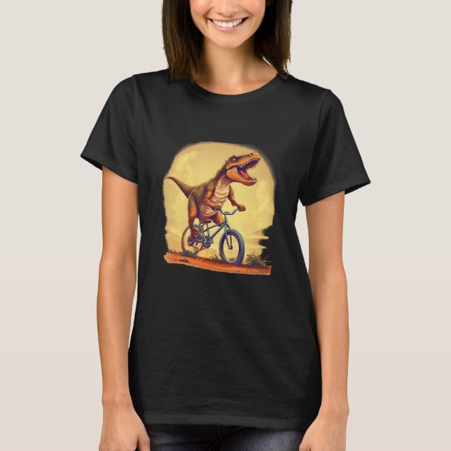 Camiseta Dinosaurs loves Bikes and bicycle (Frente)