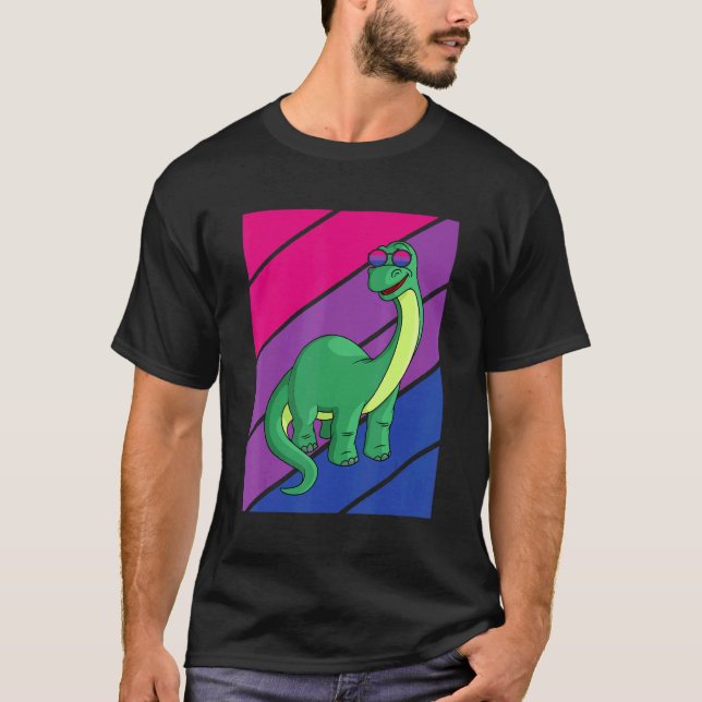 Camiseta Dinosaurs Pride Bisexual Flag LGBTQ Proud Ally Pri (Frente)