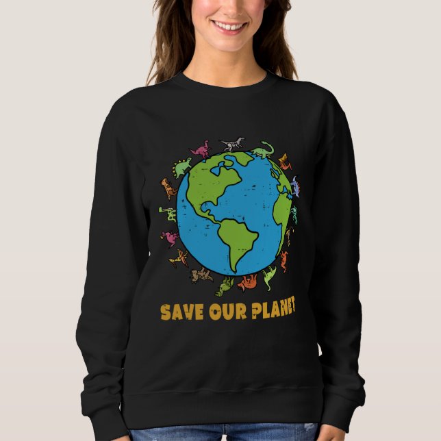 Camiseta Dinosaurs T Rex Save Our Planet Awareness Earth Da (Frente)