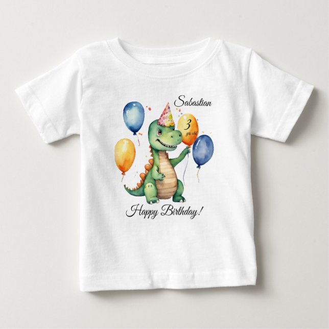 Camiseta Dinossaur Birthday Boy (Frente)