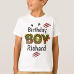 Camiseta Dinossaur Birthday Boy | desenhos personalizados T<br><div class="desc">Comemore o aniversário com esta camiseta especial,  design personalizada</div>