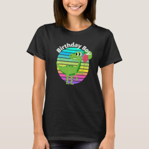 Camiseta Dinossaur Birthday Boy Dino Anos Aniversário de cr