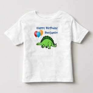 Camiseta Dinossaur Birthday Cute Balloons Little Boy Name