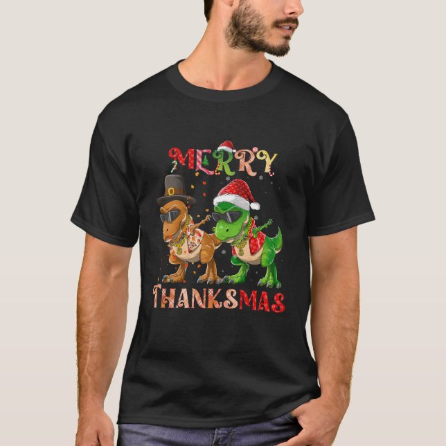 Camiseta Dinossaur Dabbing Rapper Hip Hop Feliz Graças (Frente)