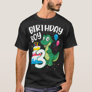 Camiseta Dinossaur Dance Balões Bolo Feliz Aniversário 3 An
