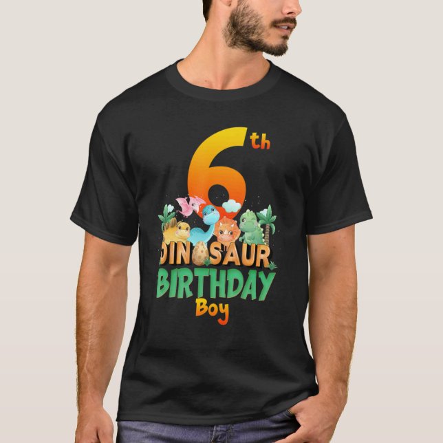 Camiseta Dinossaur Dino Birthday Boy Trex Group (Frente)