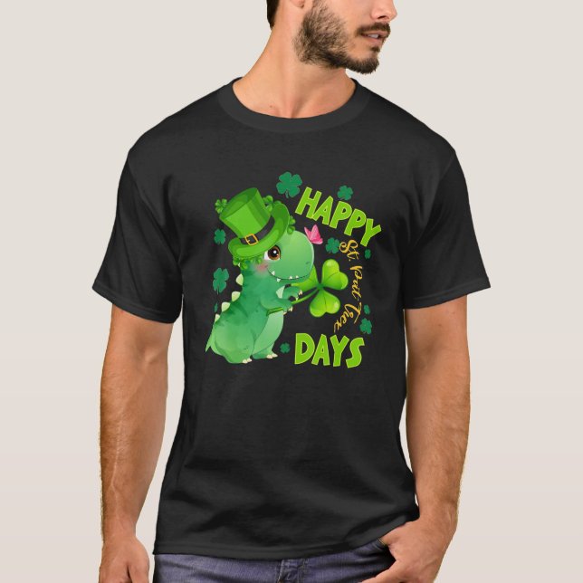 Camiseta Dinossaur Dino Saurus Irish Sh Dinossaur Dia de Sã (Frente)