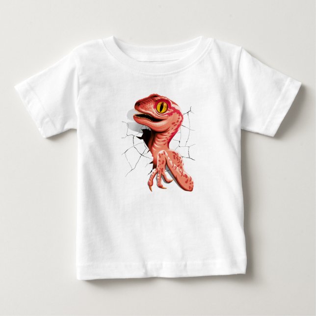 Camiseta Dinossaur Hatching do Velociraptor Realista (Frente)