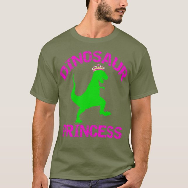 Camiseta Dinossaur Princess - Girls Tiara Dino T-Rex (Frente)