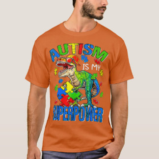 Camiseta Dinossaur Rex Autism É Meu Superpoder Autismo Awar