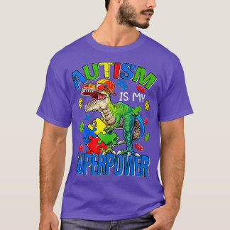 Camiseta Dinossaur Rex Autism É Meu Superpoder Autismo Awar