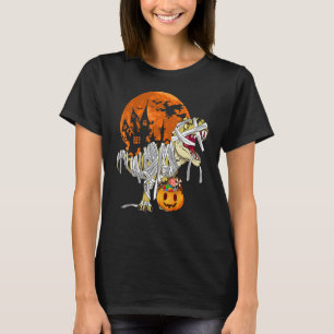 Camiseta Dinossaur Rex Mummy Pumpkin Halloween Figurume Par