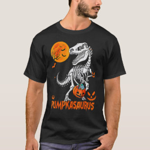 Camiseta Dinossaur Rex Mummy Pumpkin Halloween para Criança