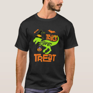 Camiseta Dinossaur Rex Trick Rawr Treat Bat Pumkin Hallowee