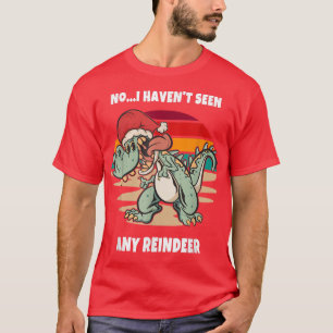 Camiseta Dinossaur Santa Claus Retro Pôrs do sol Vintage Fe