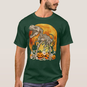 Camiseta Dinossaur Skeleton Pumpkin Com O Custo Da Lua