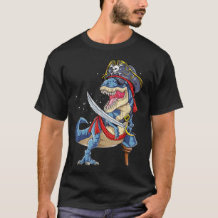 Camiseta Dinossaur T Rex Pirate Jolly Roger Halloween